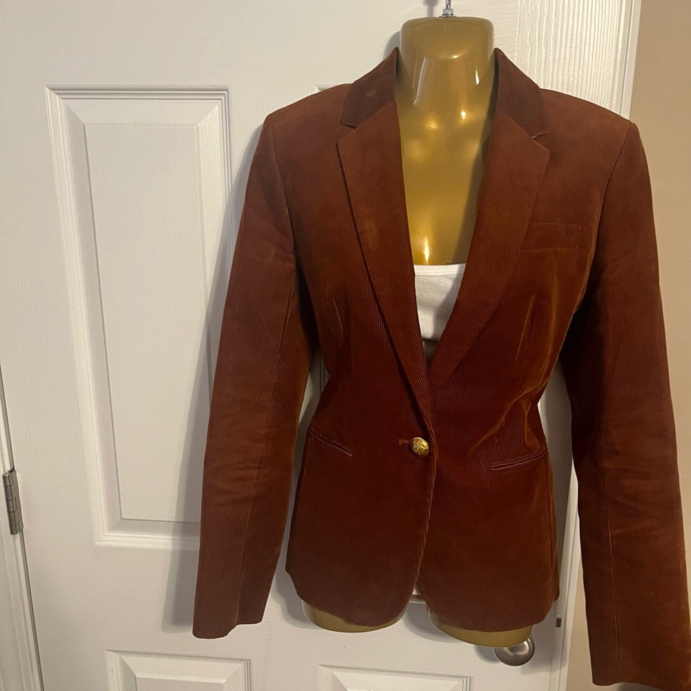 J Crew Brown texture blazer with Gold button